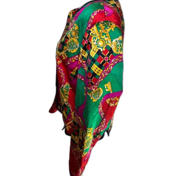 Saks Fifth Avenue 100% Silk Artsy Multicolored Pattern Button Up Jacket Womens - Picture 4 of 6